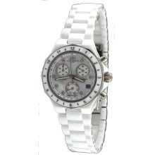 Oniss ON8203-L White/Silver Women's Ceramic Chronograph Watch