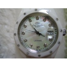 Oniss Women's Watch Quartz Diamond All White Ceramic Sapphire Mop Dial Original