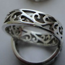 Open Cut Floral Vine Filigree Band .925 Sterling Silver Ring Size 6