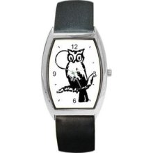 Owl Moon Unisex Black and White New Barrel Wrist Watch