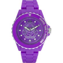 Paul's Boutique Women's Quartz Watch With Purple Dial Analogue Display And Purple Silicone Bracelet Pa004pppp