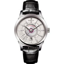 Perrelet Double Rotor 40mm Watch - Silver Dial, Black Alligator Strap A1006/8 Sale Authentic