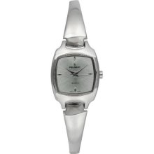 Peugeot 1051S Ladies Silver-Tone Square Case Silver Dial Self Adjustable Bangle Bracelet Watch 1051S