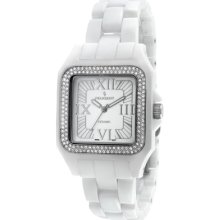 Peugeot White Ps4897Wt Women'S Ps4897Wt Swiss Ceramic Swarovski Crystal White Dial Watch