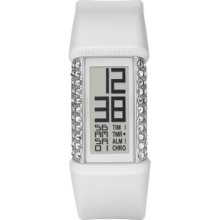 PH1115 Philippe Starck Ladies Crystals Digital Display White Pu Strap ...