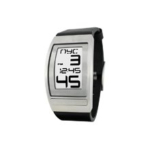 Phosphor E Ink World Time Watch with Black Leather Band