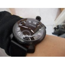 Pocket Watch Style 49mm Pvd Black Dial Crown At 12 6498 Parnis Handwind Watch