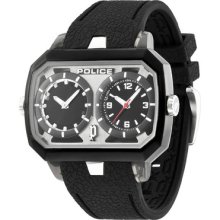 Police 12900js/02a Hydra Gents Dual Time Two Dials Black Dial Rubber Band Watch