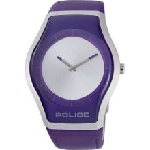 Police Sphere Unisex White Dial Purple Leather Strap 12096JS/04A Watch