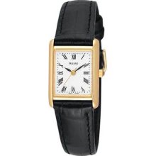 Pulsar Gold Tone Stainless Steel Leather Watch - Ptc288 - Men