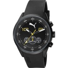 Puma Mens Counter Chronograph Black Ip Stainless Steel Case Rubber Strap Watch