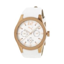 Puma Womens Tire Multifunction White Dial Rose Gold Stainless Steel Case Watch