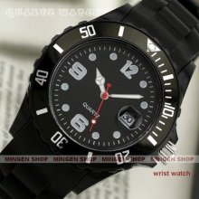 Q8002 - Black Fashion Jelly Silicone Date Men Women Sport Quartz Wrist Watch