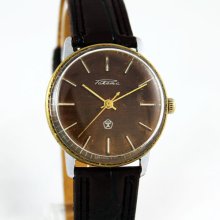 RAKETA Vintage mens watch Amazing Gold Colored Dial Quality Mark of USSR