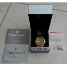 rare 1980's Pulsar Divers watch gold/silver - box and running great