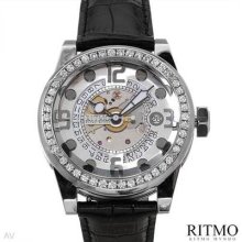 Rare Ritmo Mundo Unisex 1.75 Tcw Diamond Pantheon Exhibition Case Automatic