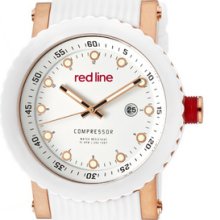 Red Line Men's Compressor White Ceramic Bezel Rose Gold Tone Ip Case W