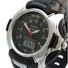 Reflex Mens Talking Watch Dual Time, Alarm, Chime 201 In Super Box