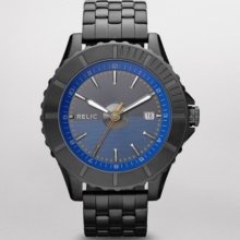 Relic By Fossil Zr11987 Black Ion Blue Dial Stainless Avondale Mens Watch Dad
