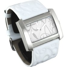 Rockwell Womens Vanessa Analog Stainless Watch - White Leather Strap - Silver Dial - VN101