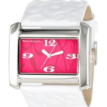 Rockwell Womens Vanessa Analog Stainless Watch - White Leather Strap - Pink Dial - VN103