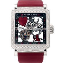 Roger Dubuis King Square White Gold Ruby Hearts Flying Tourbillon Watch