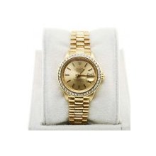 Rolex 18K Ladies Presidential 6917 Champagne Dial Diamond Bezel Watch