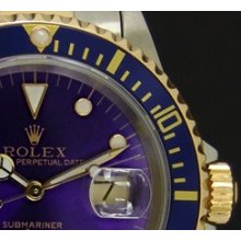 ROLEX - 40mm 18kt Gold & Stainless Submariner - Purple Index Dial - 16613