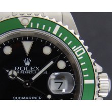 ROLEX - 40mm Stainless Submariner - Green Bezel - Black Index Dial - 16610