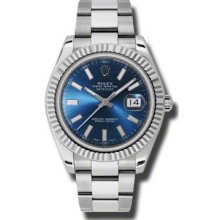 Rolex 41mm Datejust II 116334 Blue Index