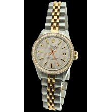 Rolex date just lady watch White stick dial jubilee bracelet SS & yellow gold