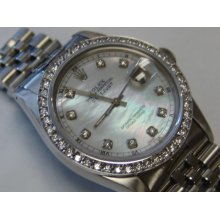 Rolex Date Just Watch with MOP Diamond Dial