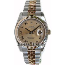 Rolex Datejust Men's Unused Heavy Jubilee Band/Hidden Clasp Model 116233 In Box with Tags, Champagne Roman Dial