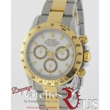 Rolex Daytona 116523 White Dial 2 Tone 18k Yellow Gold Stainless Steel Oyster
