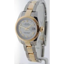 Rolex Ladies 179173 Z Datejust 18k Gold & Steel Watch Box/ Papers Jewels In Time