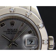 ROLEX - Ladies 18kt White Gold Datejust Pearlmaster - Slate Roman Dial - 80319