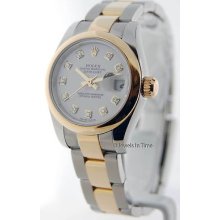 Rolex Ladies Datejust 179163 D Diamond Dial 18k Yellow Gold & Steel Watch