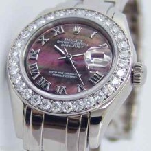Rolex Ladies Pearlmaster White Gold Tahitian Pearl Diamond Bezel 80299
