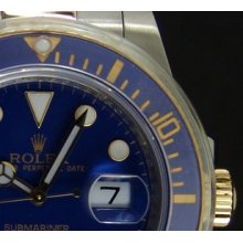 ROLEX - Mens 18kt Gold & SS 40mm Submariner - Blue Index Dial - 116613