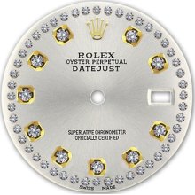 Rolex Mens Datejust 2 Tone Silver Color String Diamond Accent Dial
