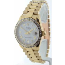 Rolex Midsize 31mm Datejust 6827 18k Yellow Gold Diamond Bezel President