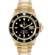 Rolex Submariner 18K Gold Men's Watch 16618 Black Dial