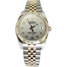 Rolex white Arabic dial datejust watch pearlmaster diamond bezel jubilee