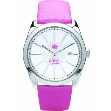 Royal London Women's Quartz Watch With Mother Of Pearl Dial Analogue Display And Pink Leather Strap 20122-03