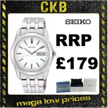 RrpÂ£179 Seiko Quartz Sgga39p1 Analogue Mens Watch White Dial Stainless Steel