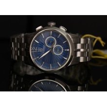 S. Coifman Mens Classic Blue Dial Swiss Gmt Stainless Steel Bracelet Watch