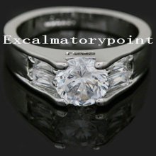 S6 White Gold Gp Use Swarovski Crystals Ring _ 6 R36