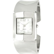 sears Ladies Dress Watch w/ST Square Case, White Dial and Wide ST Bangle Band