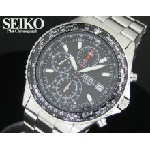 Seiko 1/20 Sec. Flight Chronograph Men's Watch Black Snd253p1