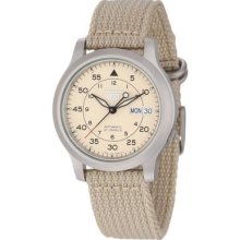 Seiko 5 Beige Dial Nato Strap Automatic Mens Watch Snk803k2
